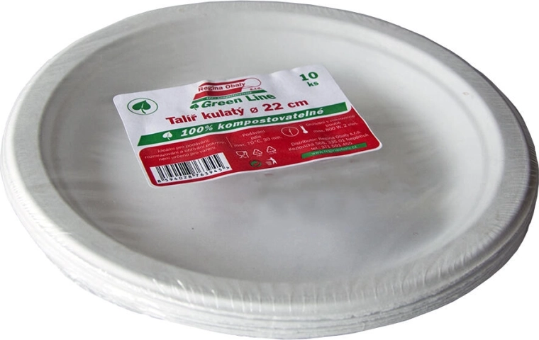 Ondiepe borden van suikerriet 22 cm, 10 stuks