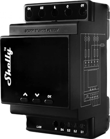 Shelly Pro 4PM-relais met vermogensmeting en Wi‑Fi-verbinding