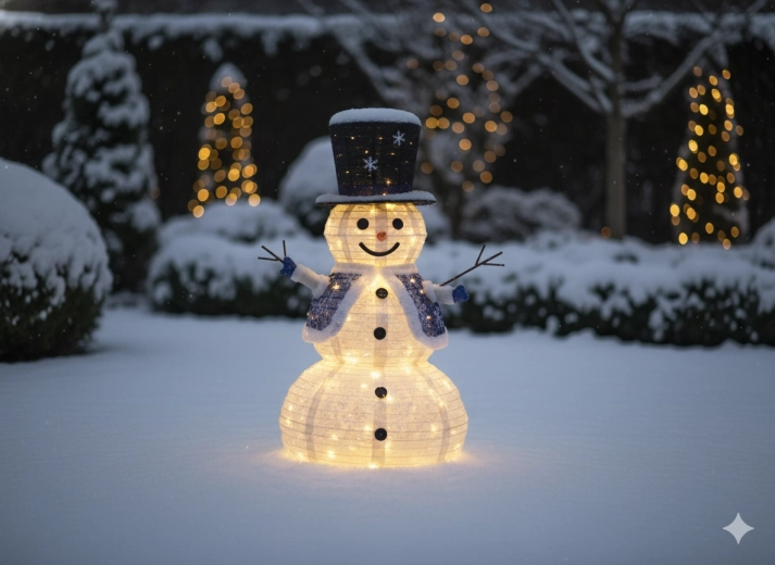 Kerst LED-sneeuwpop 1,2 m – 100 warmwitte LED’s, voor binnen en buiten