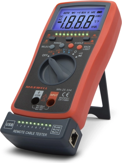 Digitale multimeter met automatisch bereik en kabeltester