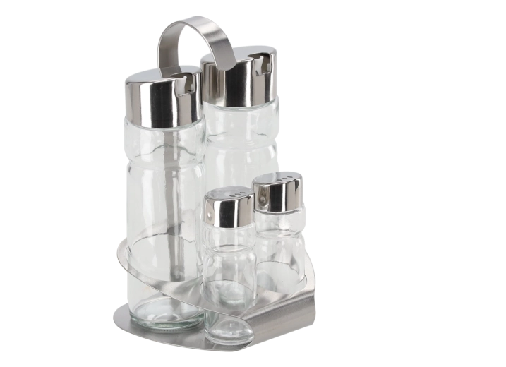 Kruidenrek set 4-delig van roestvrij staal en glas