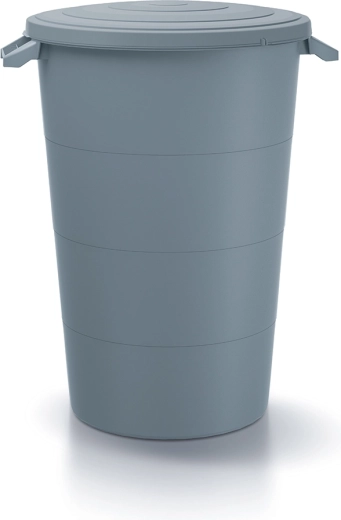 Kunststof container met deksel en handgrepen 160 l lichtgrijs
