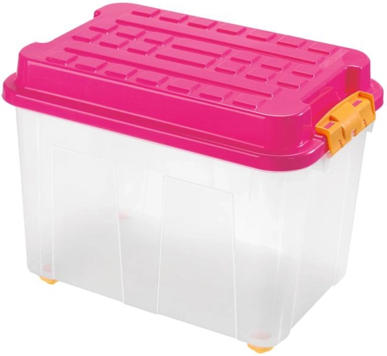 Kunststof opbergbox 75 l transparant, stapelbaar 60 × 40 × 46 cm