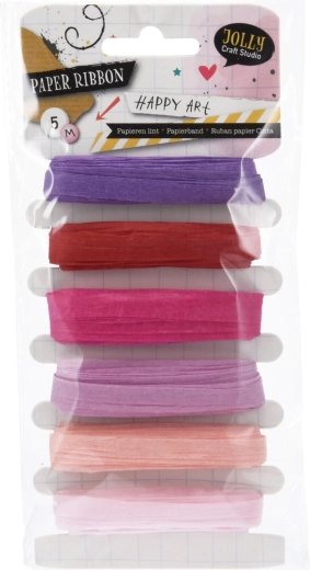 Papieren bindlint 5 m – mix kleuren (6 stuks)