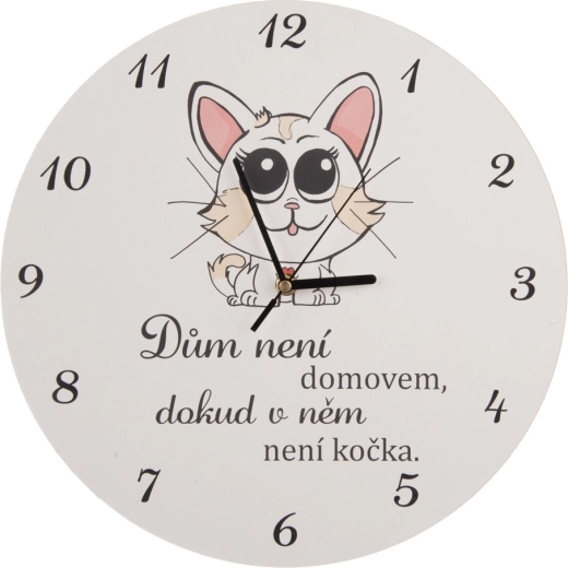 Witte houten wandklok Cat home 34 cm