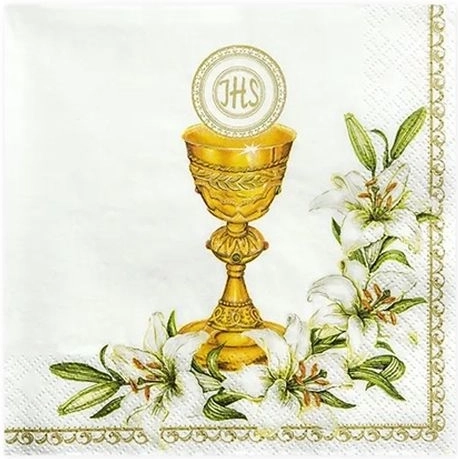 Papieren servetten met kelk-motief, wit 33 × 33 cm, 20 stuks
