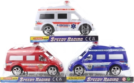 Reddingsauto met vliegwiel, plastic, 19 cm