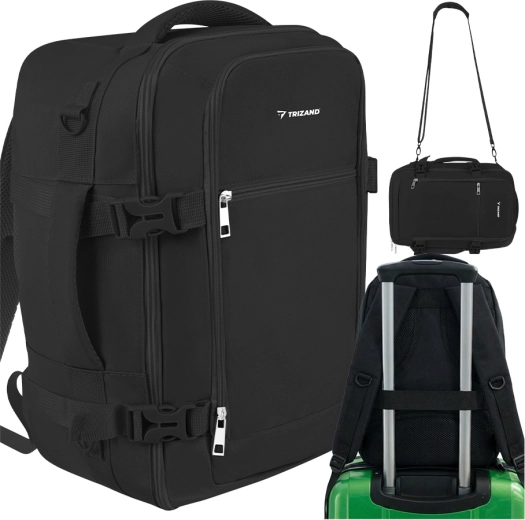 Reisrugzak Trizand 40 × 25 × 20 cm 20 l zwart (handbagage 2-in-1 rugzak/tas)