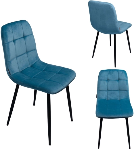 Gestoffeerde eetkamerstoel van velours in loftstijl blauw - 1 stuk