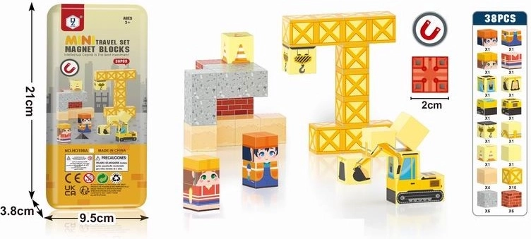 Magnetische blokken – bouw (budowa), 38 onderdelen, 2 cm