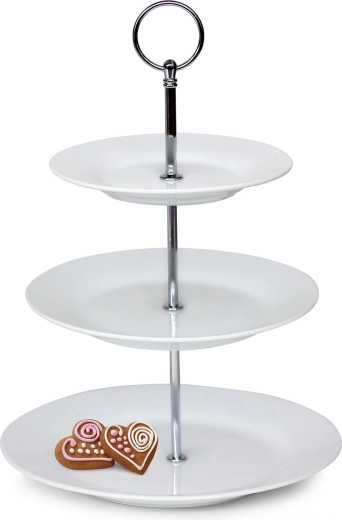 Driedelige ronde porseleinen etagère Sofia, wit