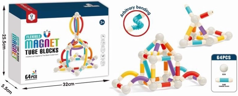 Bewegende magnetische bouwset, 64 stuks