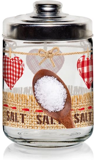 Glazen pot met deksel Cerve Valentina 800 ml – hart Zout