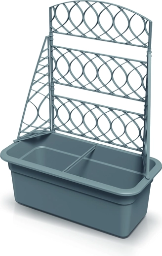 Bloempot met pergola 58 cm grijze steen