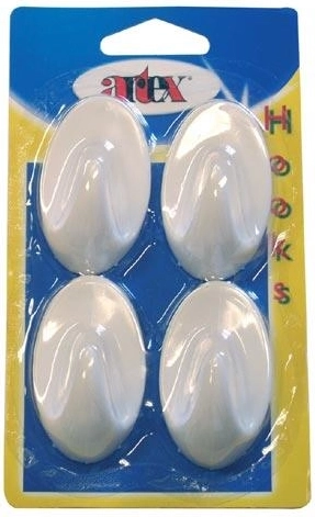 Zelfklevende ovale haken groot, wit (4 stuks)