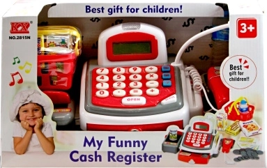 Kinderkassa met transportband en accessoires, wit