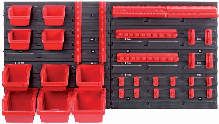 Ophangpaneel met 10 bakken en 22 gereedschapshouders ORDERLINE 800 × 165 × 400 mm