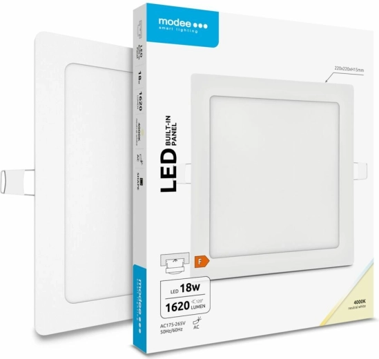 Modee Lighting LED inbouw vierkant paneel 18 W, neutraal wit, 1620 lm