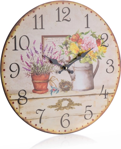 Wandklok met bloemen 34 cm FLOWER