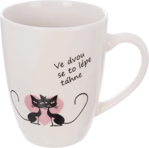 Witte porseleinen mok met kattenmotief 380 ml
