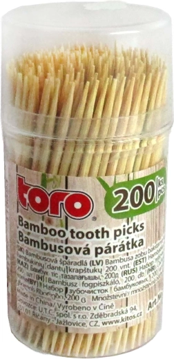 Bamboe tandenstokers in dispenser 200 stuks