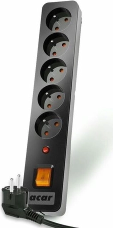 Overspanningsbeveiligde verlengdoos ACAR X5, 1,5 m, zwart