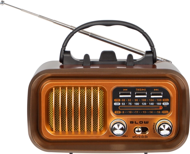 draagbare retro AM/FM-radio met zonne-opladen en bluetooth