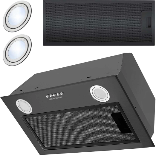 Inbouw onderbouw afzuigkap 52 cm zwart Berdsen