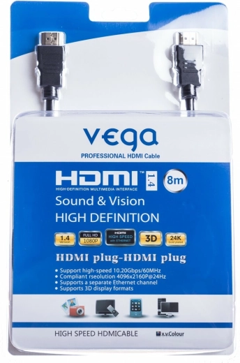 HDMI-kabel 8 m 10,2 Gb/s zwart Vega