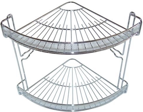 Hoek badkamerplank, 2 niveaus, chroom, 22 × 22 × 27 cm