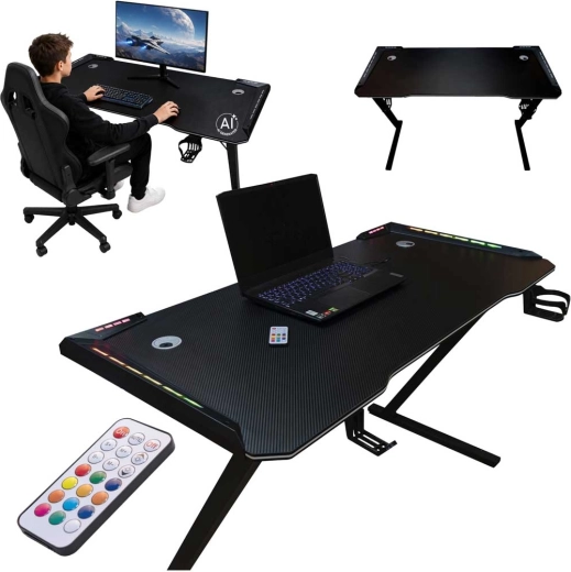 Gamingbureau met RGB LED-achtergrondverlichting 120 × 60 cm