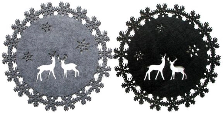 Kerst ronde vilten placemat 36 cm (2 designs)