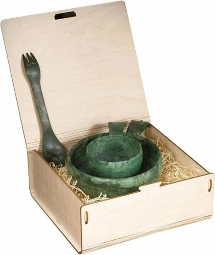 Cadeauset KUPILKA Premium S – groene kom 550 ml, mok 210 ml en spork 205 mm