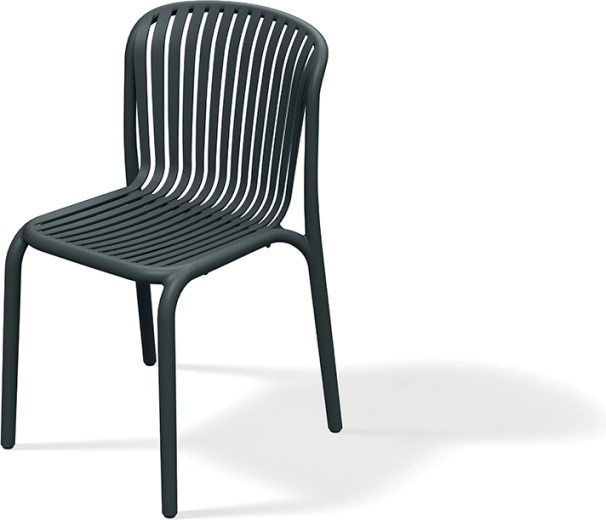 stoel BRENE antraciet – lichte stapelbare binnen- en buitenstoel met lamellenzitting
