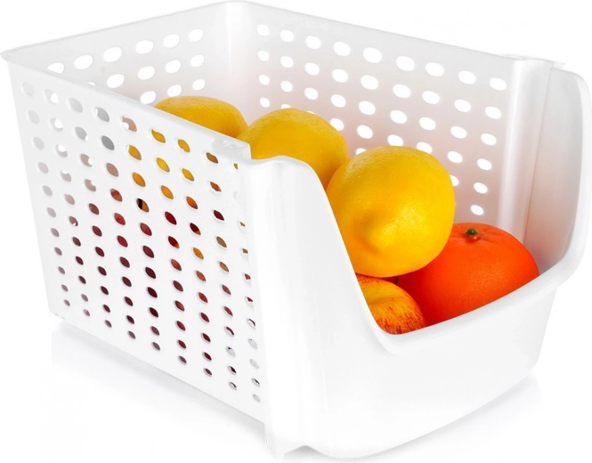 Witte geperforeerde mand voor fruit en groenten 29 × 21 × 16 cm