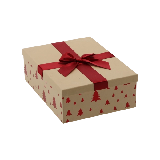 Kerstcadeaudoosje met wijnrode strik – Bordeauxrode strik