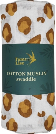 Tommy Lise katoenen mousselinedoek witte luipaard 120 × 120 cm