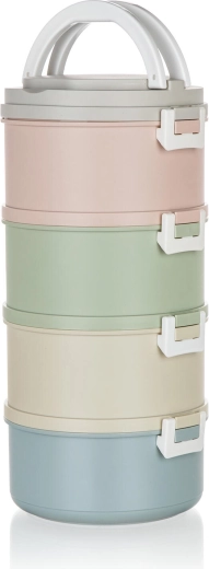 Etagère-lunchbox met 4 lagen 0,7 l AVANZA – pastelkleuren