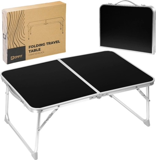 Toeristische opvouwbare lage tafel Camp 60 zwart