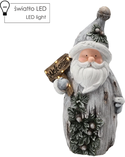 Kerstfiguur Santa Welcome met LED-verlichting 24 × 13 × 44,3 cm