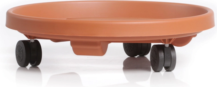 Schotel onder bloempot met wieltjes terracotta 30,5 cm Rondo