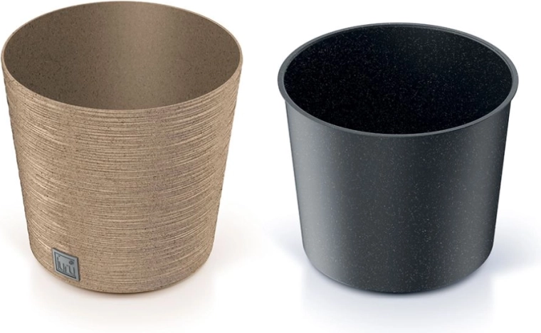 Bloempot Furu Round Low Eco Wood met inzet 25 cm – naturo