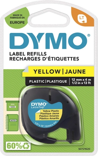 DYMO LetraTag-tape 12 mm x 4 m geel kunststof