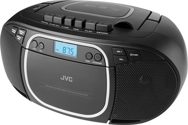 JVC boombox met cd, cassette en Bluetooth in zwarte kleur