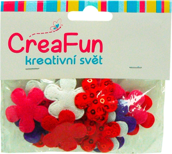 Textielen bloemen met pailletten, mix van kleuren, 28 mm, 20 stuks