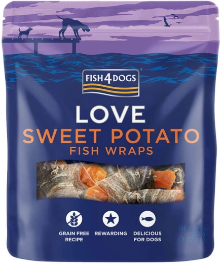 Fish4Dogs hondensnacks visspiralen met zoete aardappel 100 g