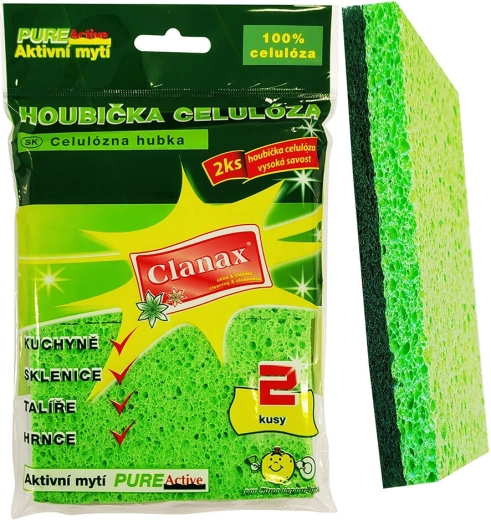 Reinigingssponsjes van cellulose 11 × 7 × 1,2 cm, 2 stuks