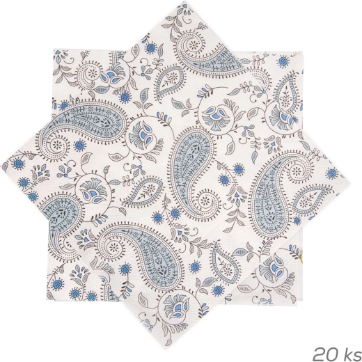 Papieren servetten met kasjmiermotief 33 × 33 cm, 20 stuks