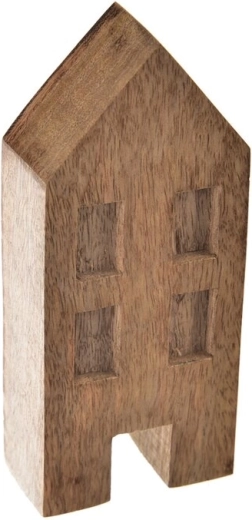 Houten decoratie huisje van mangohout 15 cm