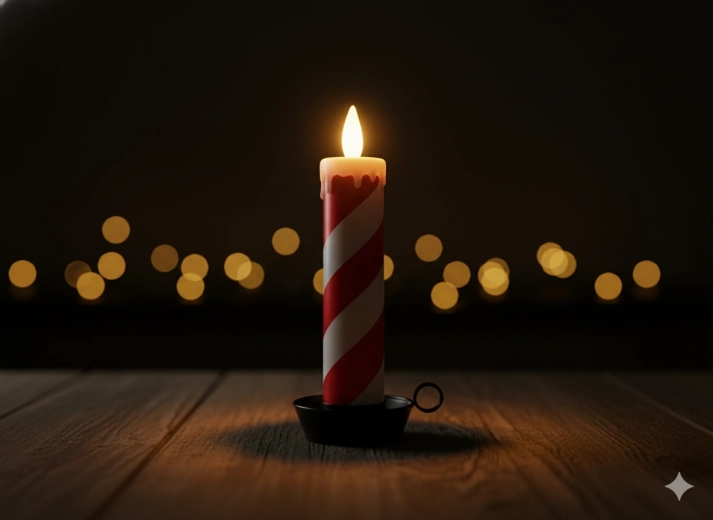 Kerst LED-kaars wit-rood 10 × 10 × 27,5 cm met timer